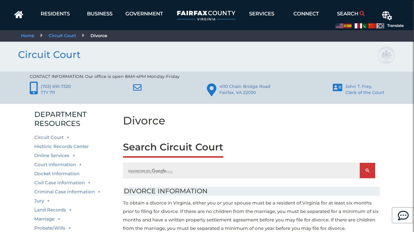 Divorce | Circuit Court - Fairfax County, Virginia