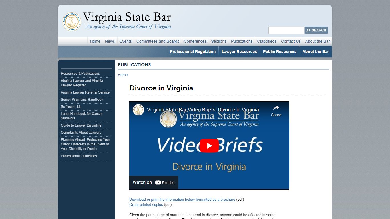 Divorce in Virginia - Virginia State Bar